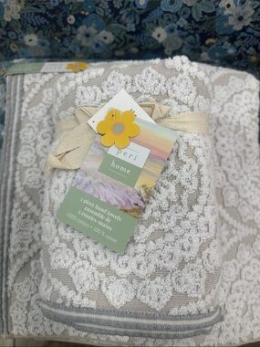 4pc PERI HOME Scroll Pattern 100% Cotton Bath Towel Set - Linen